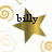 A pixelated star-shaped icon with the text 'billy' overlaid, surrounded by spiral patterns on a white background.
