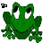 Animated contact sheet of a green cartoon frog with pink tongue, yellow text "I'll get U good!", and varying mouth/tongue positions across 11 frames.