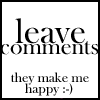 Black text on white background reads 'leave comments' above 'they make me happy :-)' with visible pixelation and partial text truncation.