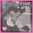 A grayscale anime-style couple kissing under a pink border with 'LOVE' text and small hearts.