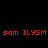Four quadrants display red text 'som ILYSM' on black, dark red, bright orange, and deep red backgrounds with no visible animation changes.
