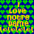 Pixelated yellow text reads 'I Love Notre Dame' over green heart pattern on blue background with 'lolololol' below, repeated in two identical vertical sections.