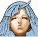 identical cartoon-style faces with closed eyes and blue hair, displayed in five showing sequential animation frames