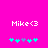 Pixelated text 'Mike<3' on bright pink background with cyan and purple symbols below, two identical frames side-by-side.