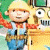 A pixelated animated contact sheet showing two frames of a cartoon character and green text on a dark background.