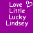 Purple background with white pixelated text reading Love Little Lucky Lindsey and a heart symbol on the left side.