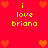 Red background with yellow text reading "i love briana" and orange pixelated hearts in a pattern