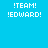 Four pixelated display "!TEAM! !EDWARD!" text on varying blue backgrounds with no visible animation changes
