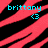 Pixelated image with diagonal black stripes on a pink background, displaying cyan text 'brittany' and a small heart symbol.