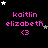 Black background with pink text 'kaitlin elizabeth' and a pink '<3' symbol, surrounded by white and gray stars in various positions.