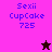 Pixelated text "Sexii Cupcake 725" appears on four distinct background colors with a star symbol changing from black to pink.
