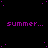 Pixelated purple text 'summer...' repeats across a black background with scattered purple dots and one gray square corner.