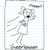 six with stick-figure drawings on lined paper backgrounds, each paired with a colored text block containing phrases like "Cheer Leader" and "The Ugly One."