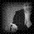 A grayscale animated sequence showing a figure's arm movements from raised to bent, with a static background and no visible text or distinct clothing details.