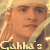 Pixelated image of a person with long light-colored hair and pointed ears, wearing a dark garment with light trim, overlaid with text reading 'Gakki's World' in blocky yellow letters.