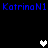 Blue text "KatrinaN1" repeats twice at top and bottom of black background with three pixel hearts in white and gray.