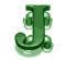 Green stylized letter J with decorative swirls and gradient shading, displayed in a of six identical static frames