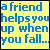 Two side-by-side pixelated text panels on yellow background with blue lettering, each showing a different friendship quote.