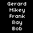 names displayed in white pixelated text on a black background, with red highlights cycling through different names across frames