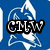 Blue background with white stylized dolphin outlines; black text overlays read "GLW," "GLC," and "I Love Abby Young" in pixelated font.