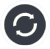 Circular icon with dark gray center, white border, and two white curved arrows forming a clockwise loop on the dark background.