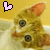 A pixelated cat with orange-brown fur and large eyes appears in two side-by-side frames, each showing a different heart symbol above its head.