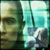 repeated character portraits with a smaller inset image showing a figure with long light hair in various poses against a teal background