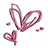 Pixelated pink heart-shaped design with floating hearts and a name label in bright pink text.