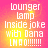 Pixelated text on a gradient background with four identical showing 'lounger lamp Inside joke with Dana LMAO!!!!!!' in white letters