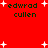 Red background with white plus signs and dark green text reading 'edwrad cullen' in two lines, displayed across multiple repeated instances.