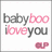 A static icon with text 'babyboo i love you' and a pink heart symbol on white background.