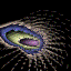 16 distinct pixel art images including abstract patterns, a fish, a tunnel, and text, with one frame showing sequential motion