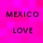 Pixelated text 'MEXICO' and 'LOVE' repeated in a on a pink pixelated background