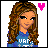 Pixel art contact sheet showing two frames of an animated buddy icon with a cartoon woman and text "I love you" in pixelated font.