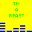 Yellow background with green text "IM A BEAST" and blue horizontal bars in two , animated to shift positions