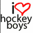 A static icon with 'i' and a red heart symbol followed by 'hockey boys' text on white background.