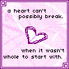Static pixel art icon with pink background, purple border, and text about a heart's integrity above and below a broken heart symbol.