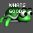 Green pixelated turtle with large eyes and a shell, displaying text above its head in a