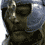 A pixelated figure in metallic armor with a helmet, showing sequential facial expressions from neutral to smiling