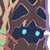 Static pixelated icon featuring a dark blue star-shaped character with glowing cyan eyes against a brown background, surrounded by smaller shapes and colored accents.