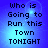 Four identical display pixelated text on a blue gradient background with light effects