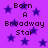 Purple background with dark blue stars and repeated text 'Born A Broadway Star' in pixelated font.