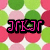 Pixelated icon with pink text 'FRKFR' on black outline, surrounded by green and pink circular shapes with white starbursts.