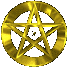 Golden circular icon with five-pointed star design, varying internal patterns