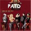 A static image with a maroon background featuring the text "PATD" in large white letters above a row of six stylized figures in various poses.
