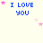 Blue text "I LOVE YOU" on light background with pink stars, animated star positions across frames.