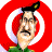 A 48x48 pixel buddy icon featuring a cartoonish figure with a mustache and military cap against a red circular target background, paired with green text reading "Original Icons .com" on a dark green backdrop.