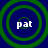 Four identical circular green ripple patterns on a dark blue background, each containing the text 'pat' in white lowercase letters.