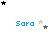 Blue text 'Sara' appears below clusters of black, dark gray, and light gray stars on a white background with partial gray overlay.
