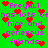 Green background with repeated pink text 'Freyall has lots of nice and generous friends' and red heart symbols in pixelated style.